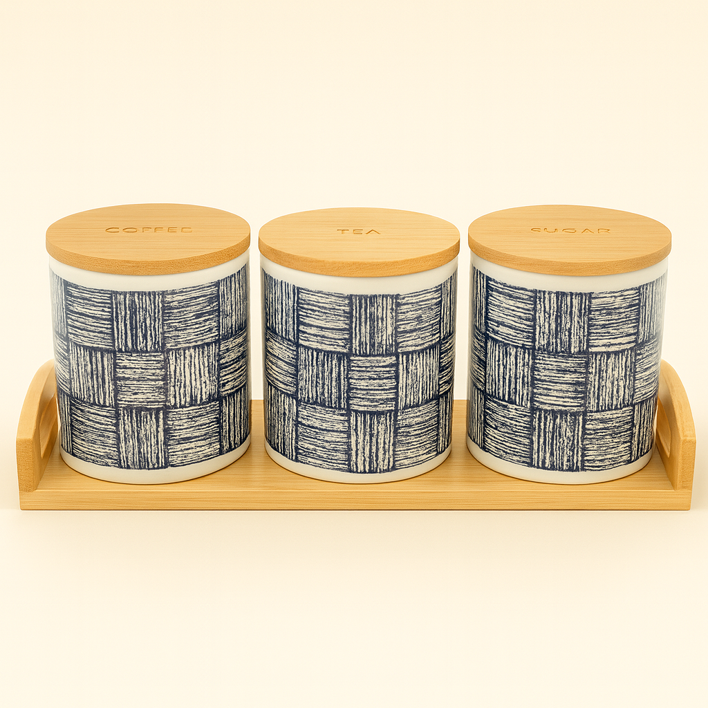 Blue Pattern Ceramic Jar Set