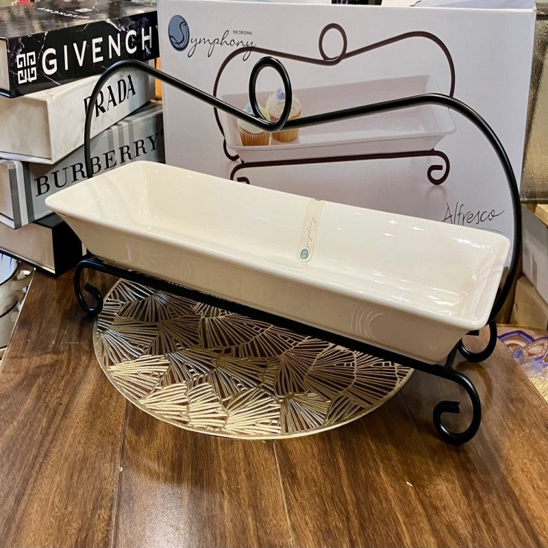 طبق مستطيل وحامل سيمفوني 1 قطعة