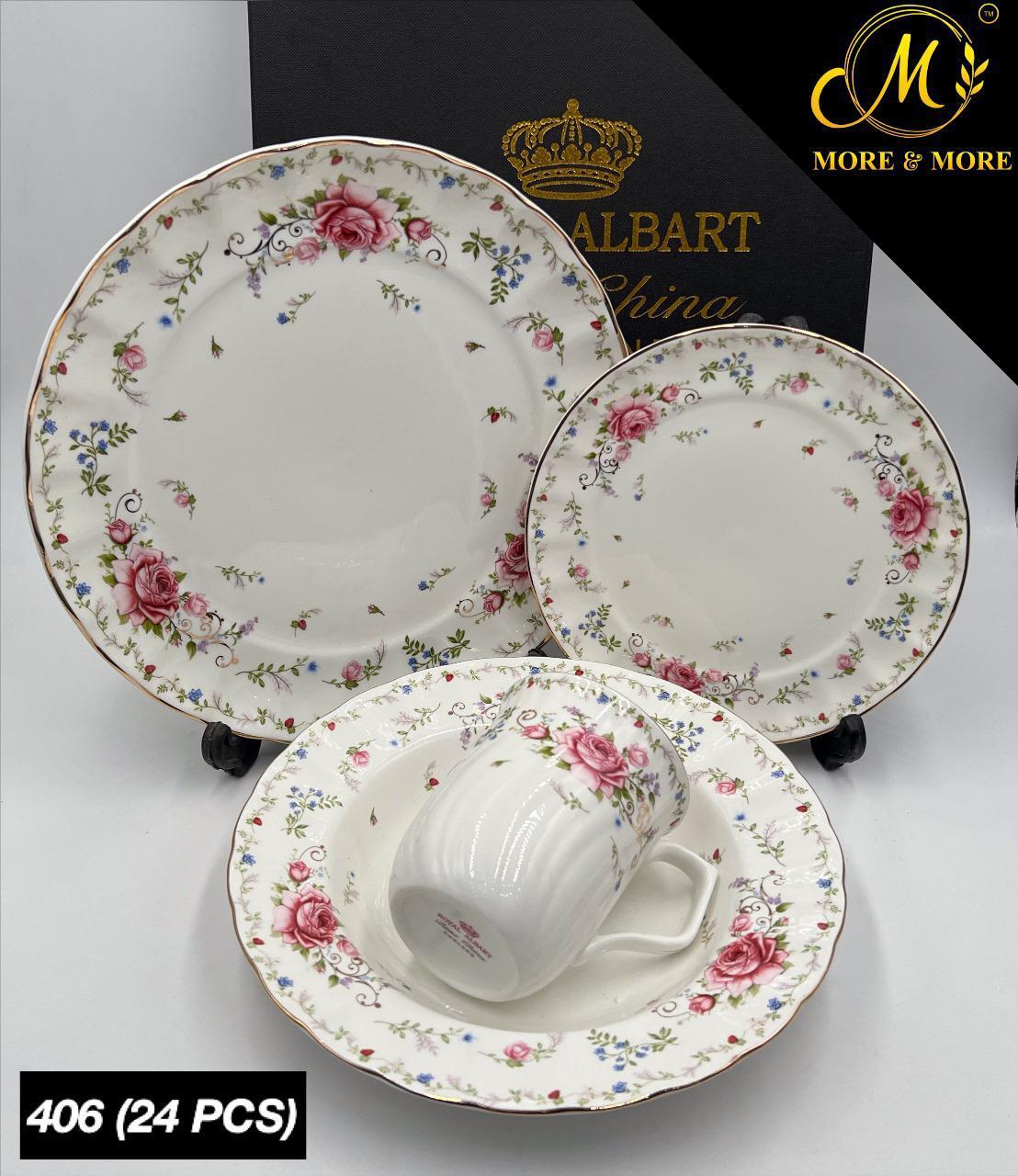 Royal Albert-Inspired 24-Pcs Plate Set – Design : 406-F