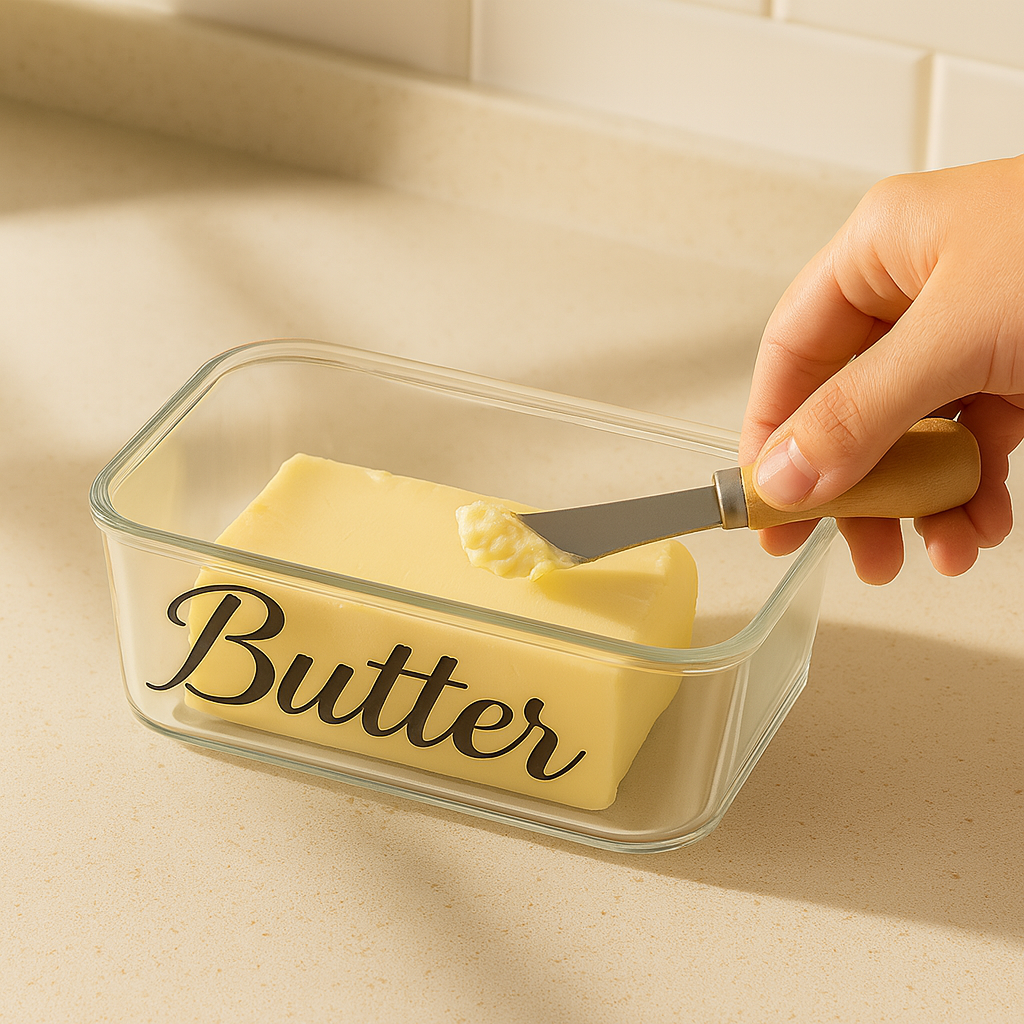 Premium Glass Butter Keeper with Knife