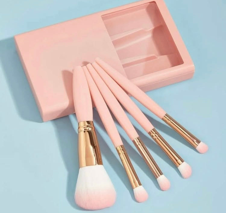 5 Pcs Portable Makeup Brushes Set with Mirror