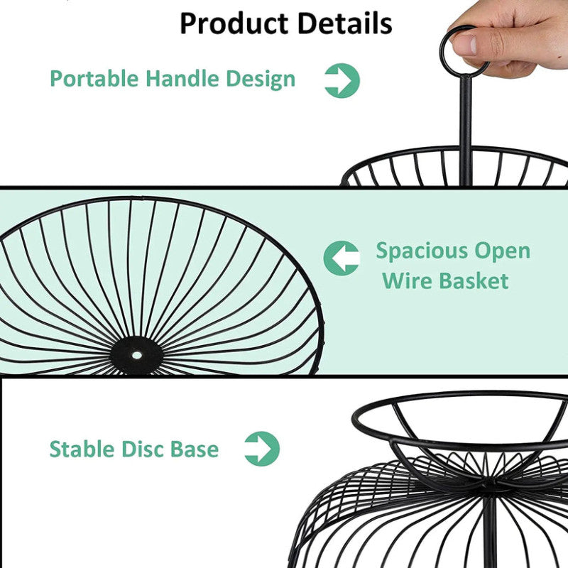 3-Layer Retro Fruit Tray – Vintage Tiered Serving Stand for Fruits, Snacks & Desserts | Adornia.pk