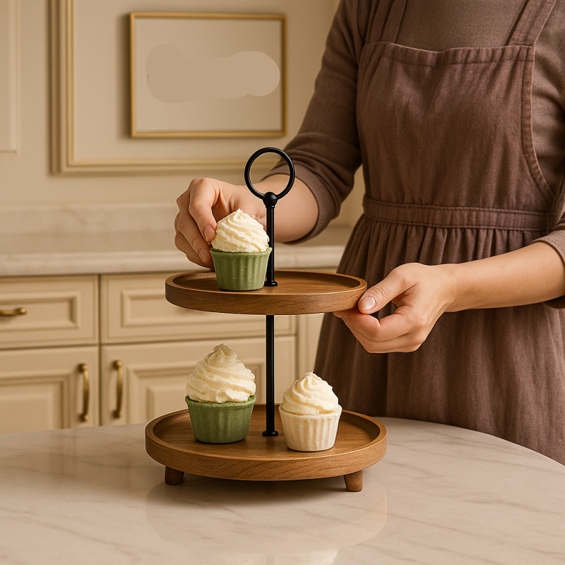 Wooden Cake Stand Shelf – Rustic Display for Cakes & Desserts