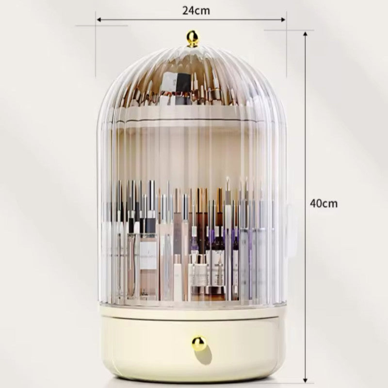 360° Clear Rotating Makeup Organizer, Large Capacity Storage Display Case, Countertop Cosmetics Storage Vanity Shelf