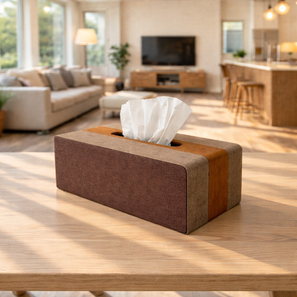 Premium Two-Tone Fabric Tissue Box