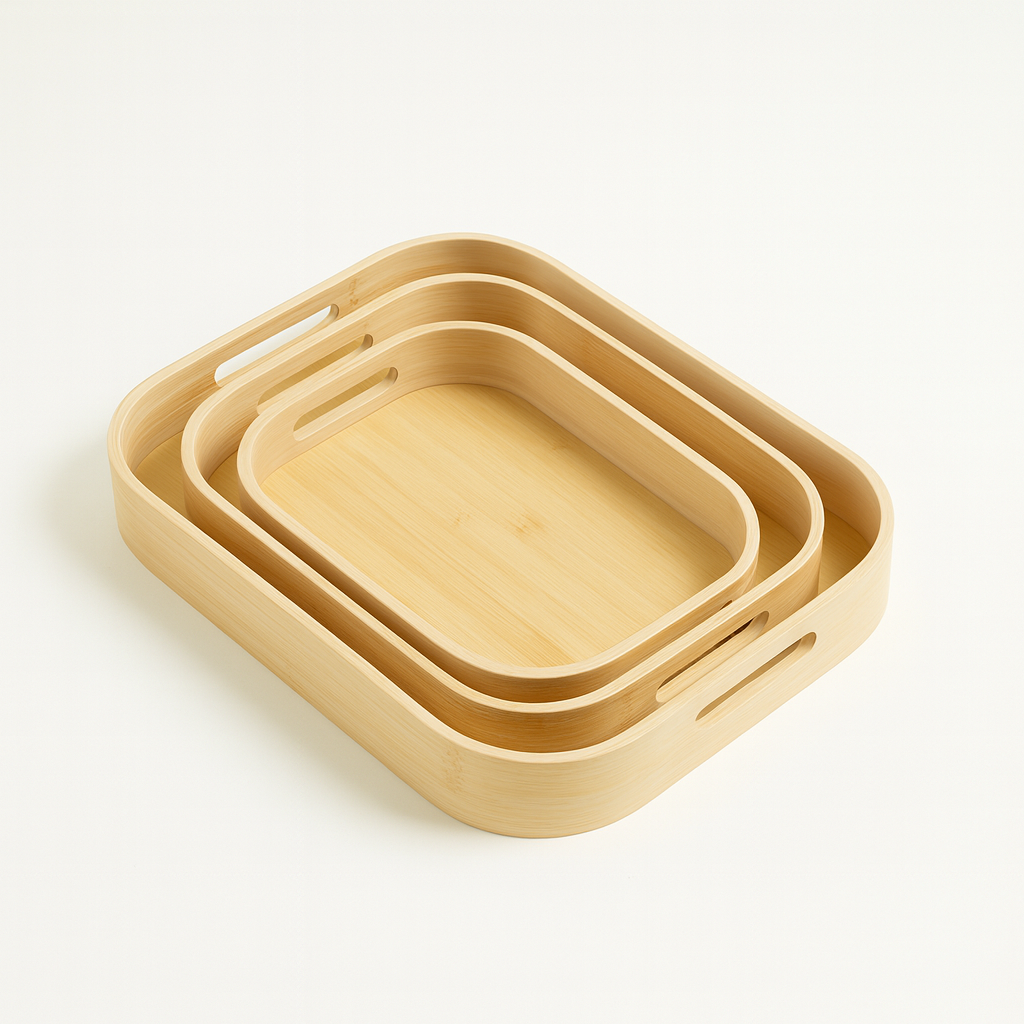 3-Piece Bamboo Serving Tray Set