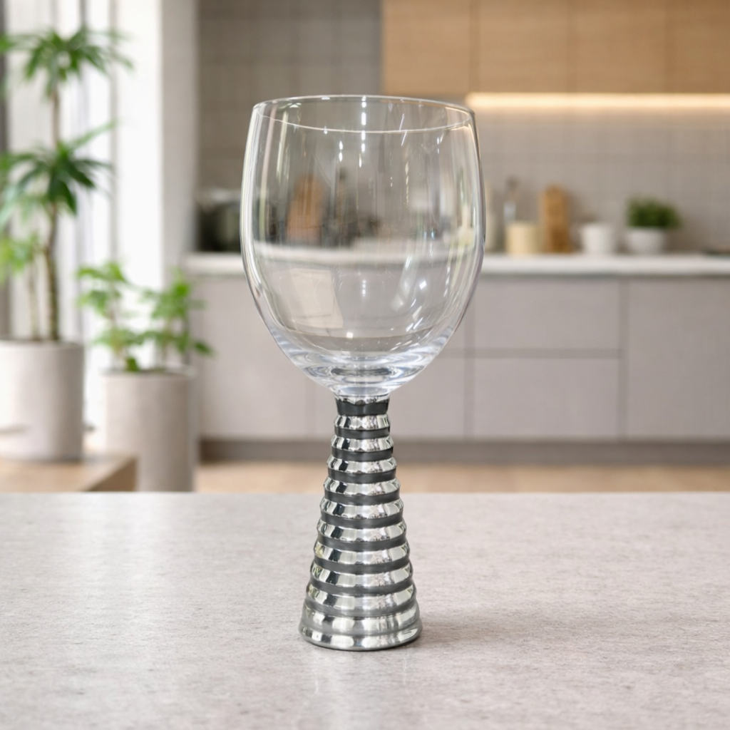 Screw Champagne Goblets Glass - Silver | 6 Pcs