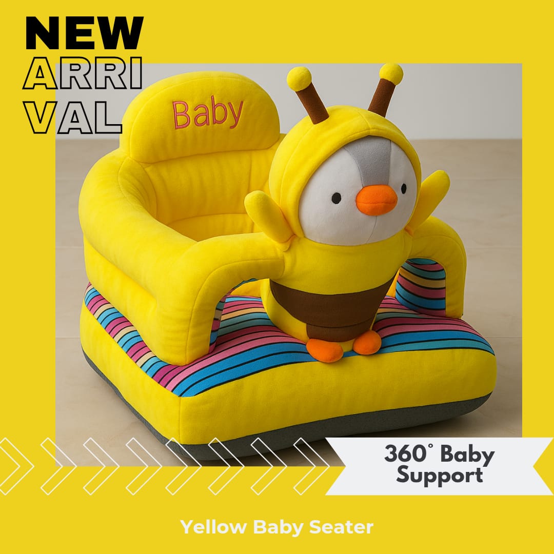 Premium 360° Baby Support Sofa Seat – Yellow Bee