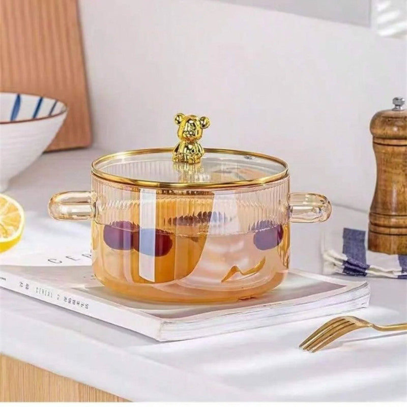 2 Litre Borosilicate Glass Saucepan with Lid – Heat Resistant Transparent Cooking Pot in Pakistan | Adornia.pk