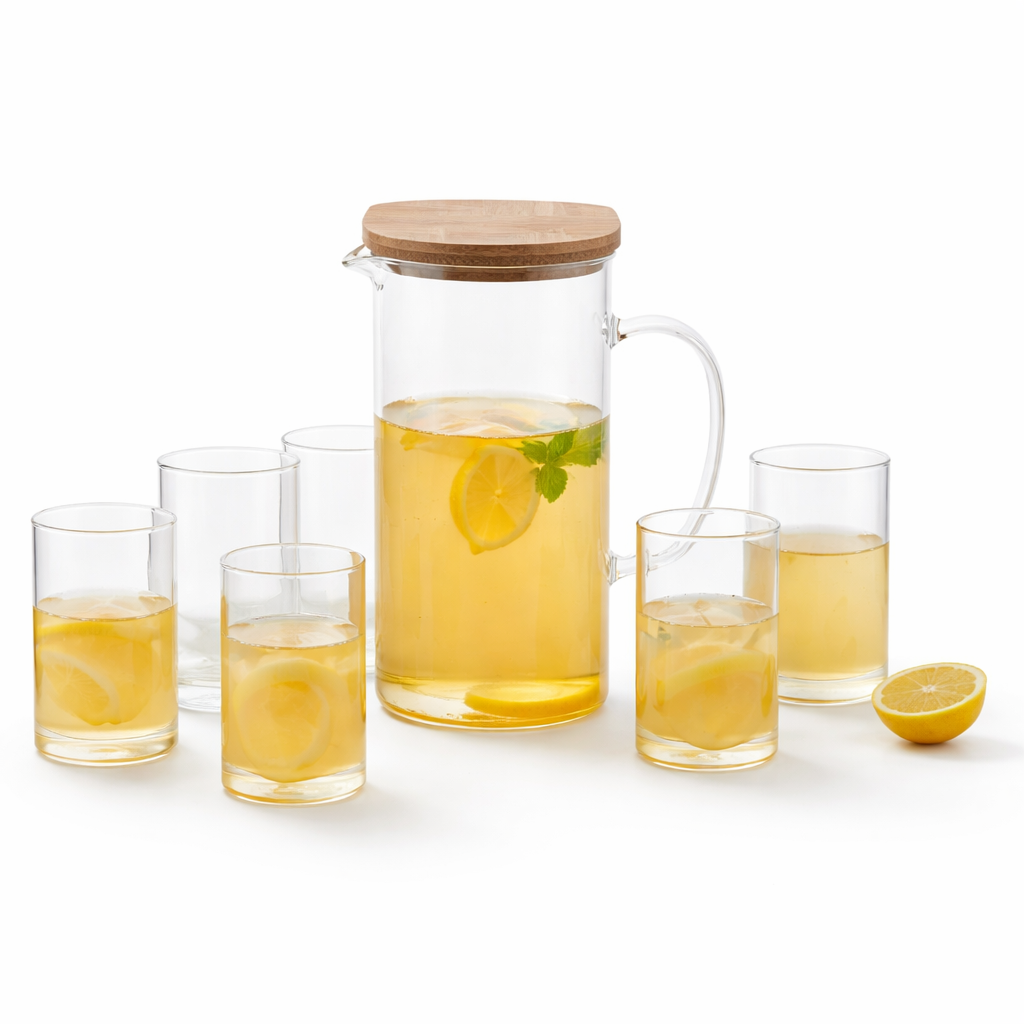 7-Piece Glass Water Set with Jug & glasses – Elegant Everyday Serving Set