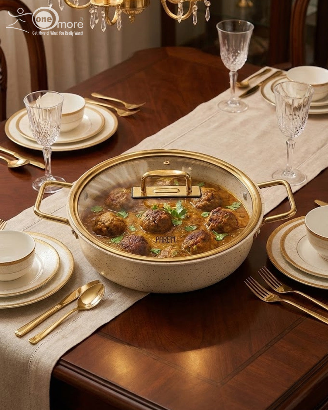 Falez Premium 9-Piece Granite Non-Stick Cookware Set – Creamy & Gold Edition | Made in Turkey