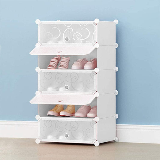 Shoe Rack Up-Way White, Black Frosted Glass - 4 Layer, 5 Layer, 6 Layer