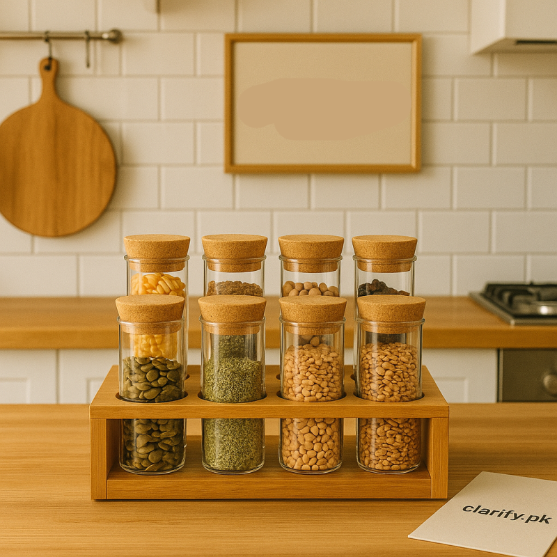 Luxury 6 Glass Jar Set with Stand – Kitchen Organizer