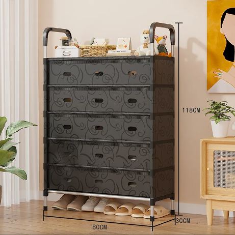 6-Tier Portable Storage Organizer with Dustproof Cover & Side Handles