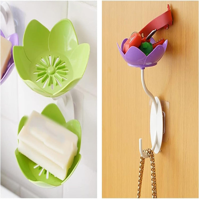Self Adhesive Double Layer Flower Soap Tray
