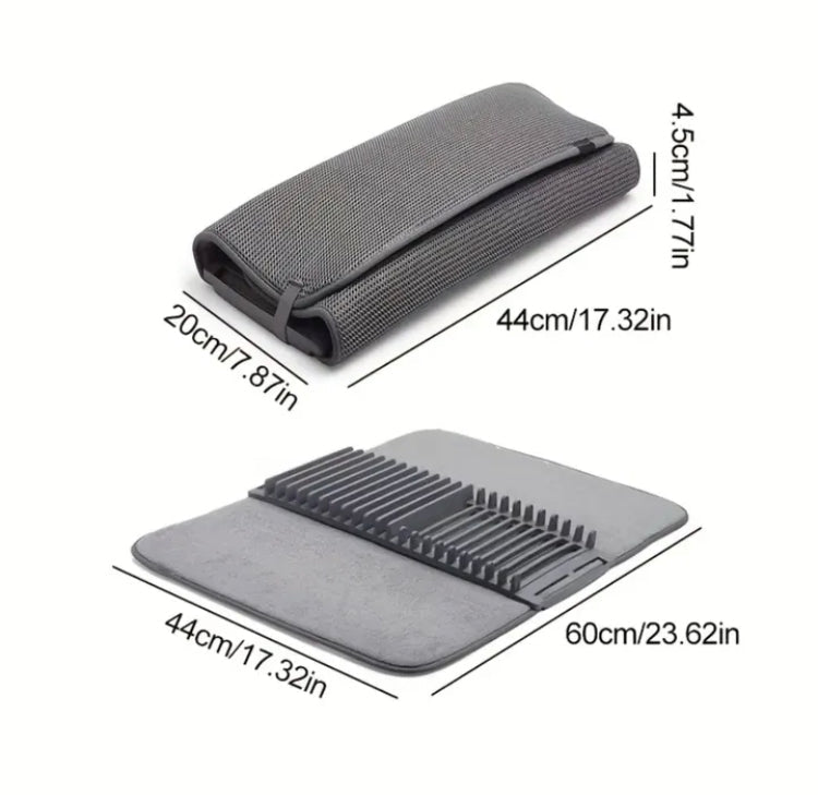 Water Resistant Drain Matt with Dish Stand