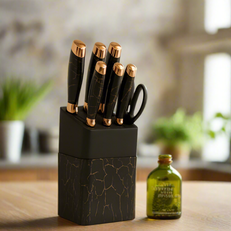 7-Piece Rust-Proof Knife Set – Premium Kitchen Block Set | Black