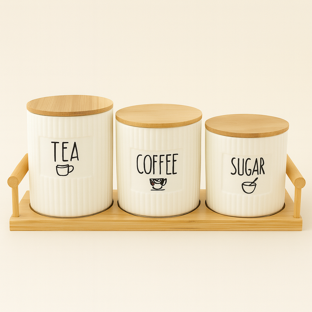 Ceramic Tea Coffee Sugar Canisters