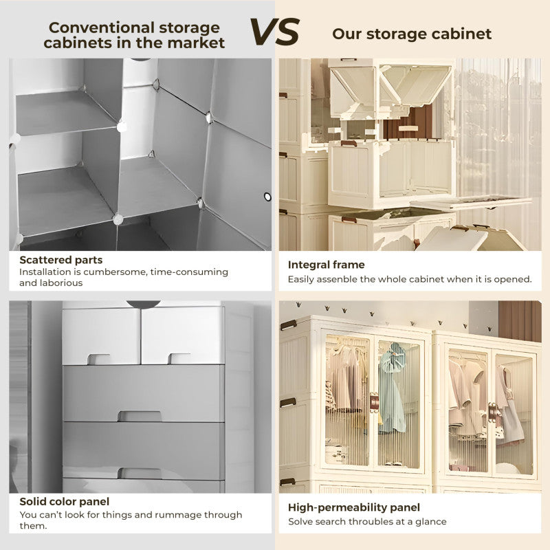 3-Layer Folding Storage Cabinet – Spacious & Foldable Design