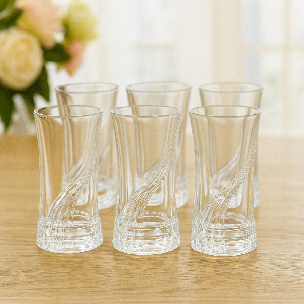 Ripple-Design Clear Glass Premium Heavy Base Drinkware