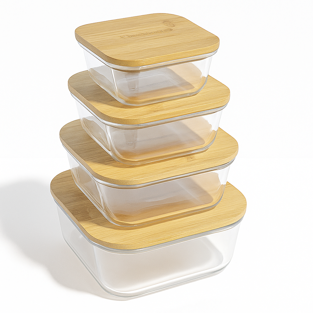 4 Pcs Glass Food Storage Containers - Square