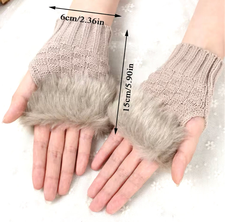 Women Fur Winter Knitted Warm Gloves for Women