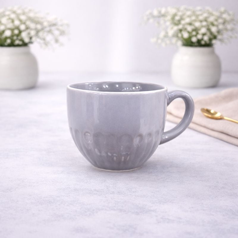 Classic Grey Ceramic Coffee Mug – Gloss Finish Everyday Tea & Coffee Cup