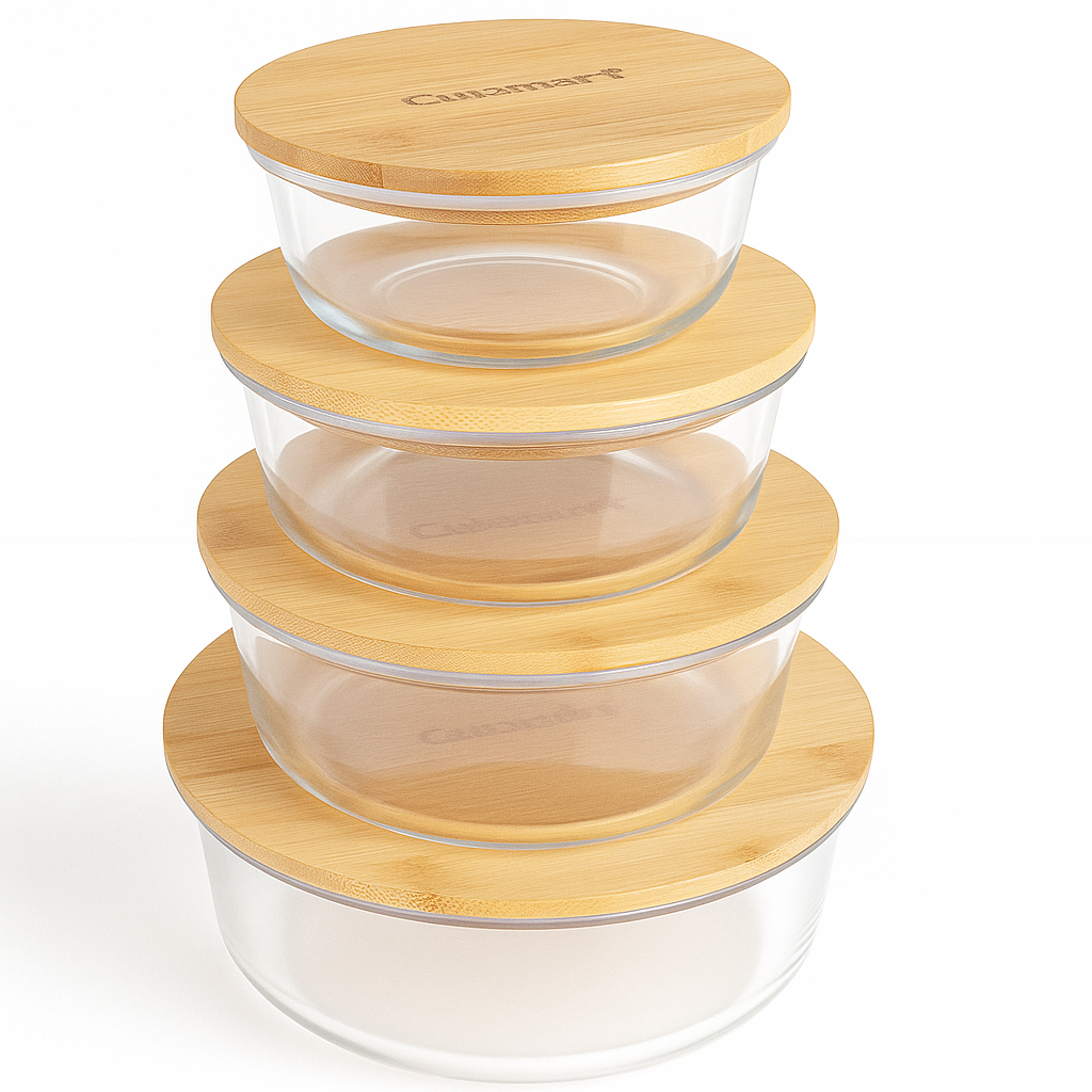 4 Pcs Glass Food Storage Containers - Round