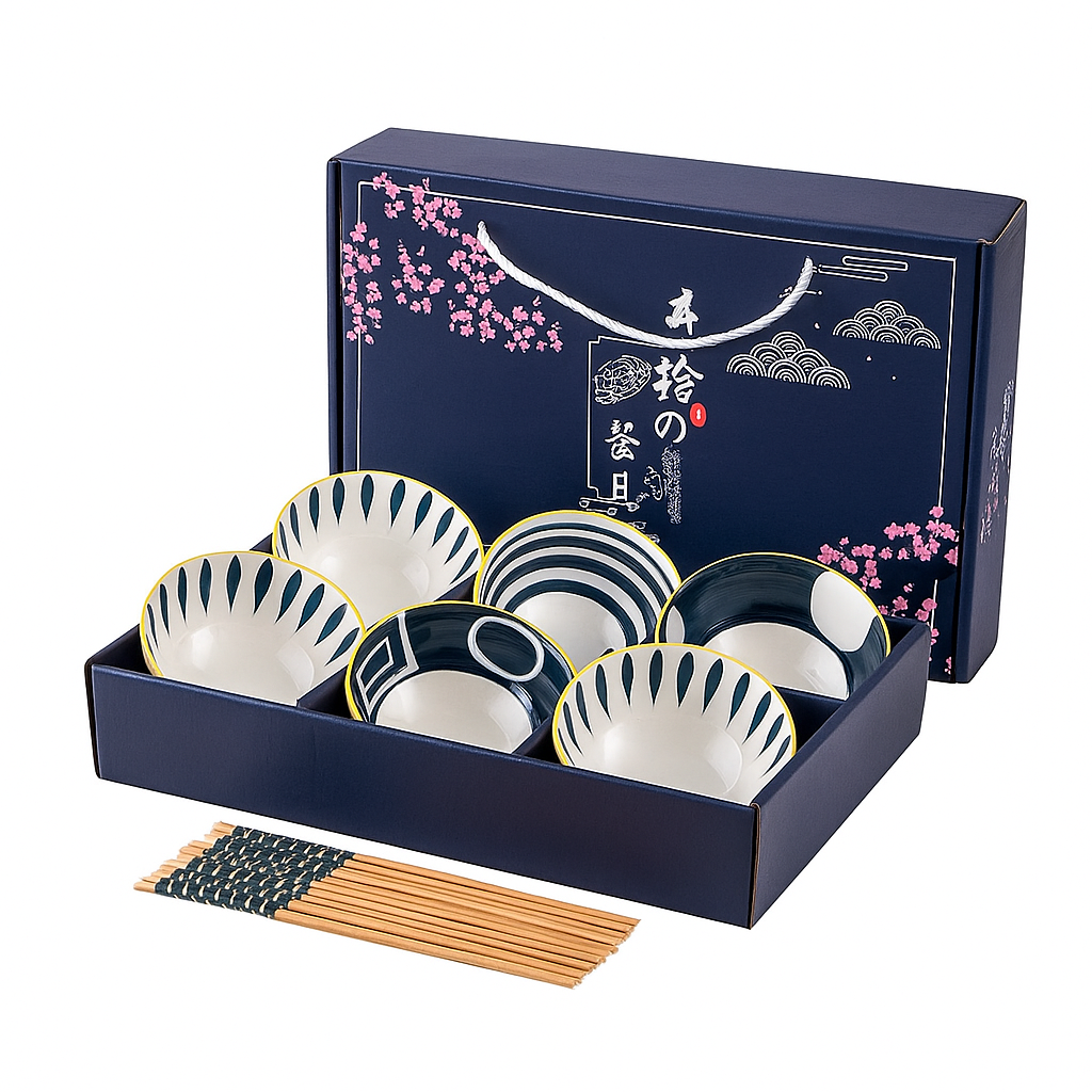 Japanese Ceramic Printed Bowls - Set of 6