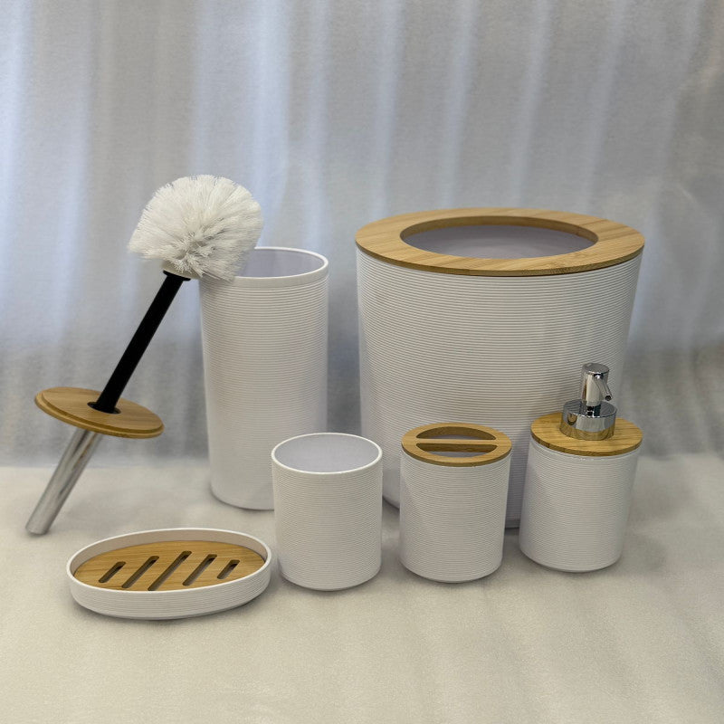 Luxury White 6-Piece Bathroom Accessories Set | Elegant Minimalist Bathroom Decor & Organizer