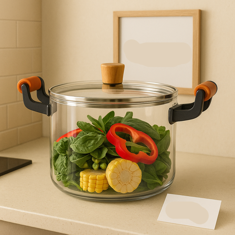 Modern Luxury Borosilicate Glass Cooking Pot – Gold Tint