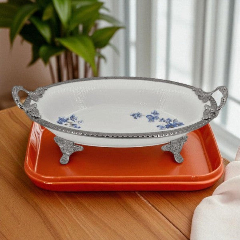 Oval Dish B-Flower (S) 6c 36x22cm AB-55