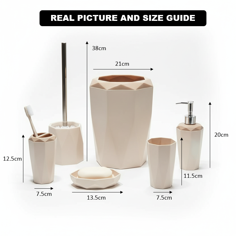 Hexagonal Style Bathroom Essentials Set (6-Piece)