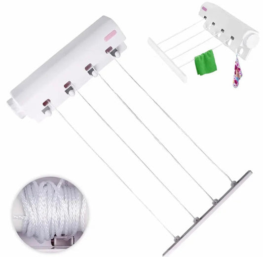 Wall Mounted 4 Line Retractable Laundry Hanger