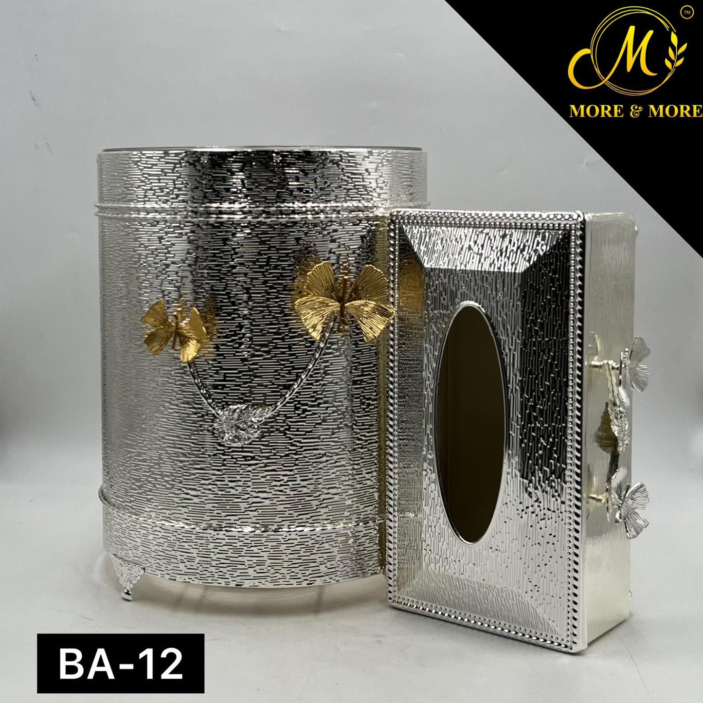 Dustbin & Tissue Box Set (Available In Golden & Silver) | BA-11 | BA-12