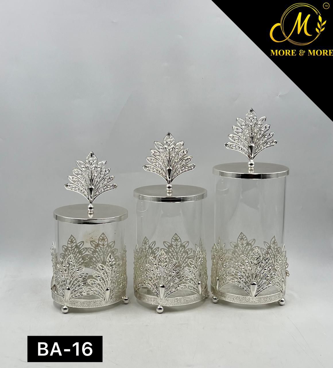 3-Pcs Candy Jar Set (Available In Golden & Silver) | BA-15 | BA-16