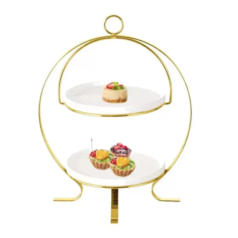 2 Tier Plates With Gold Stand 8.25