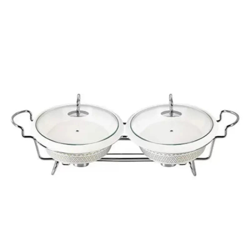 Twin Oval Burner Dish With Stand 12.5