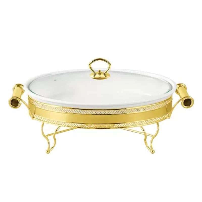 Oval Burner Dish With Gold Stand 16