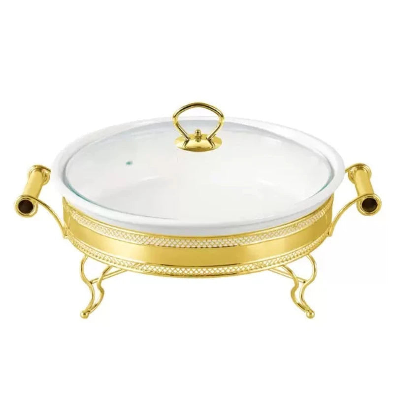 Oval Burner Dish With Gold Stand 14