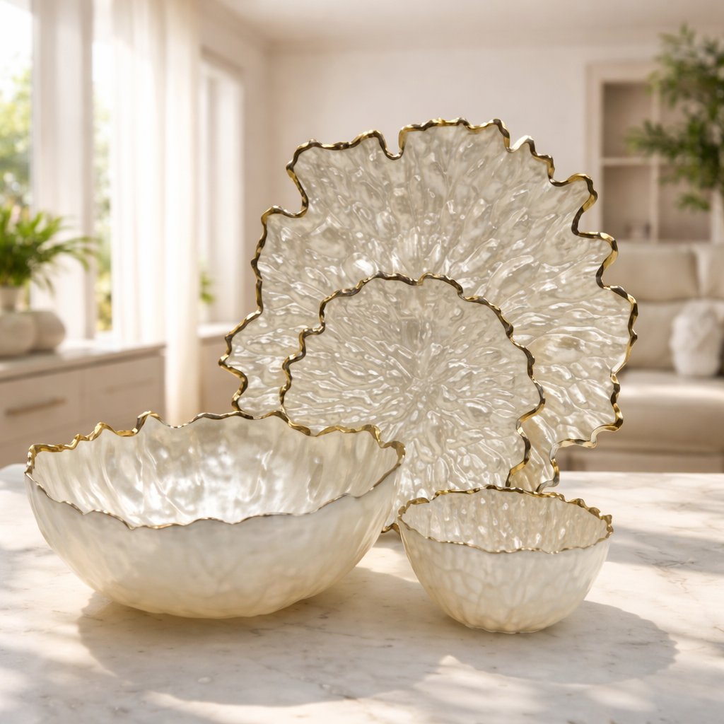 Opal Shine 14 Pcs Glass Serving Set - White