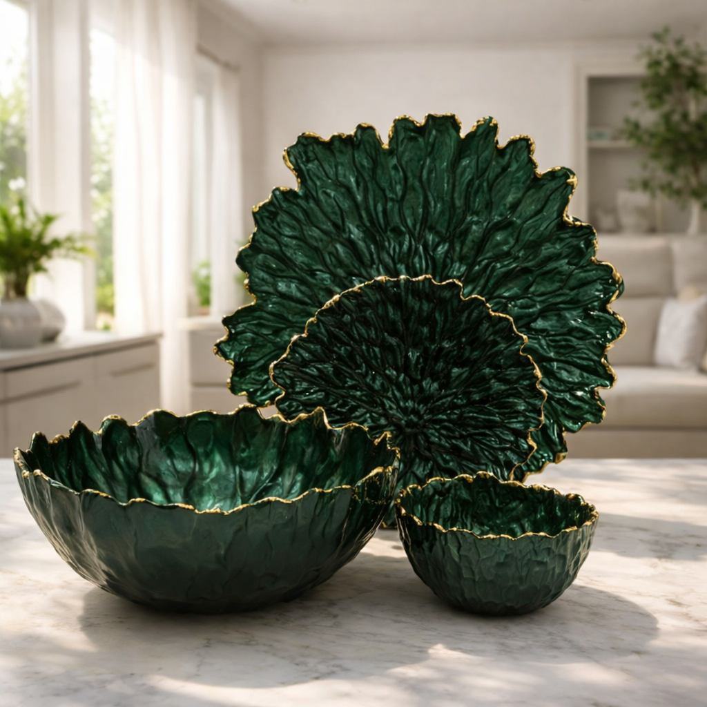 Opal Shine 14 Pcs Glass Serving Set – Green