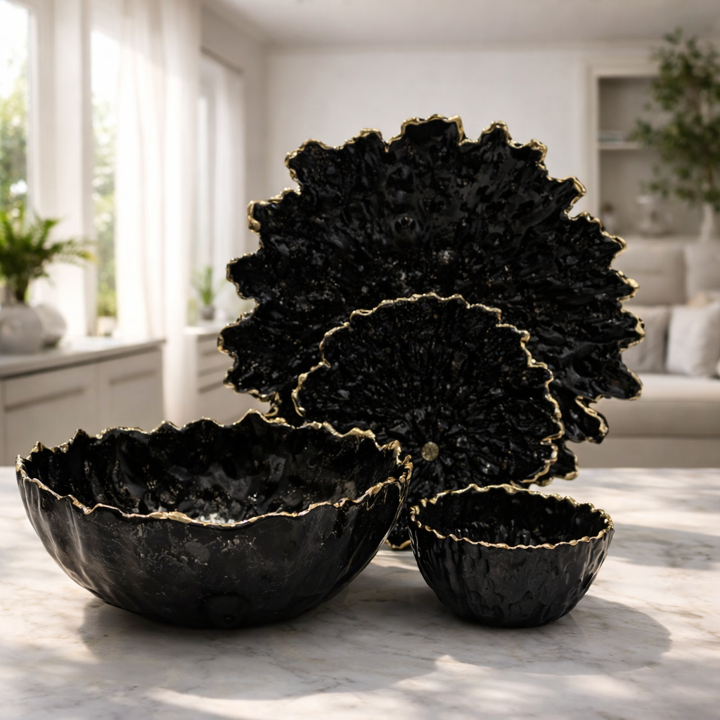 Opal Shine 14 Pcs Glass Serving Set – Black