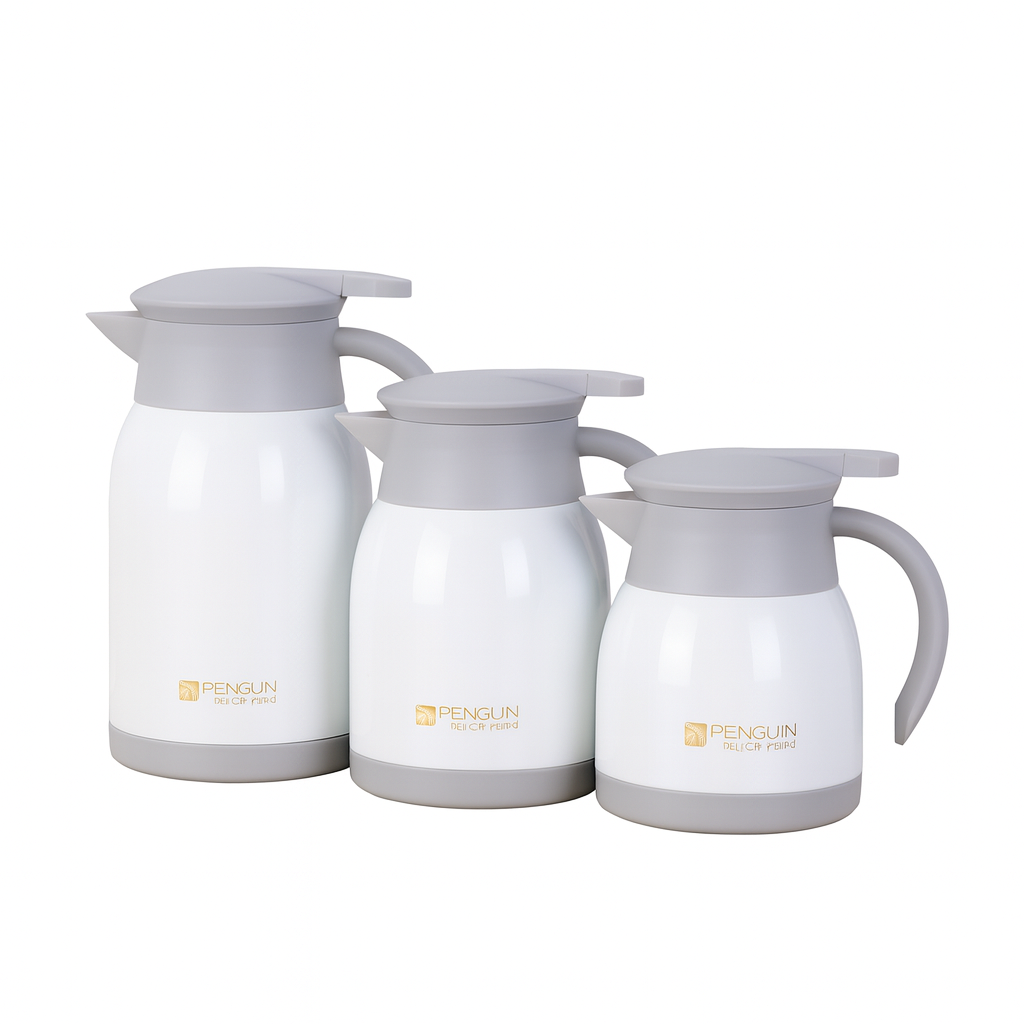 Penguin Stainless Steel Thermos Coffee Pot Vacuum Flask - White