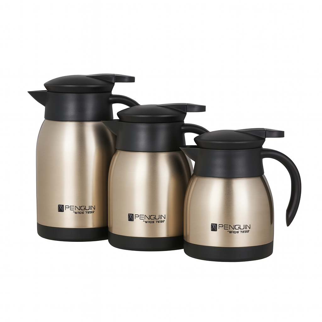 Penguin Stainless Steel Thermos Coffee Pot Vacuum Flask - Gold