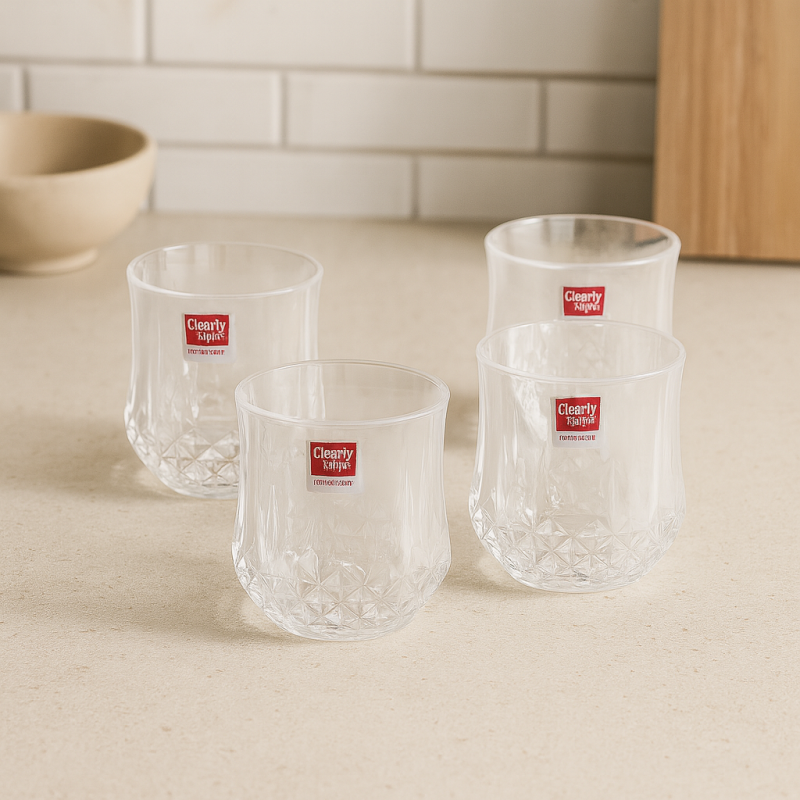 Glass Cup Set – 4 Pcs (300ml)