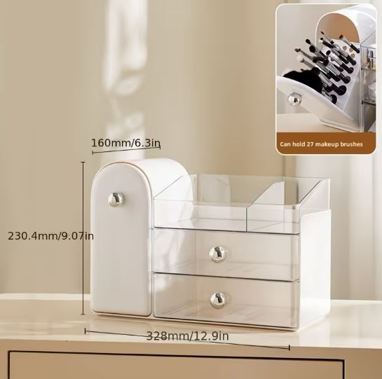 Large Capacity Cosmetic Storage Box, Multifunctional Desktop Skincare Product Holder, Vanity Lipstick And Eyebrow Pencil Organizer