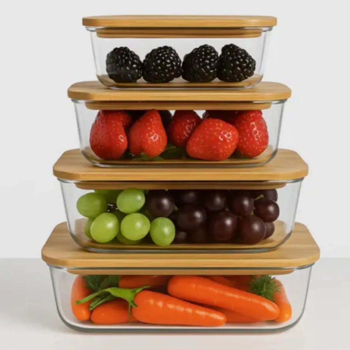 4 Pcs Glass Food Storage Containers - Rectangle