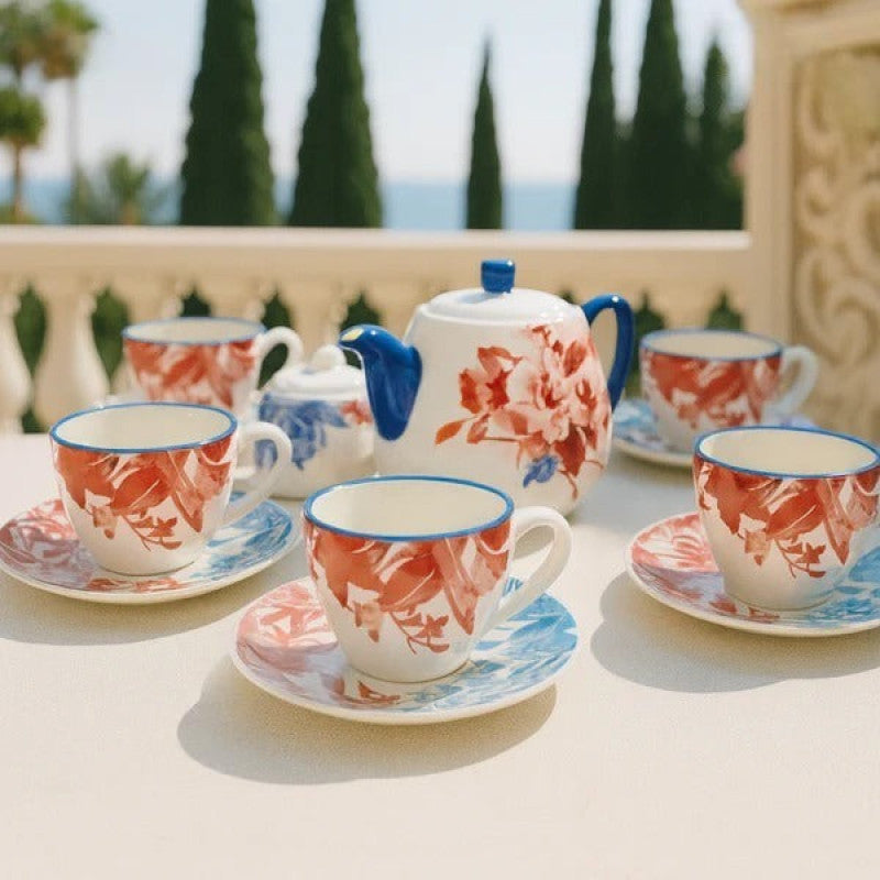 Danny Home 16-Piece Royal Tea Set | Complete Porcelain Serveware Collection | Elegant Tea & Coffee Set