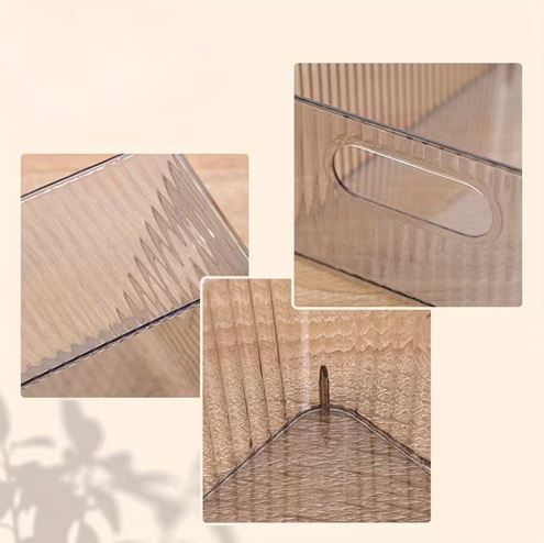 Desktop Storage Box, Cosmetic Storage Box, Transparent PET Storage Box, Desk Shelf Box, Office Storage Basket, Bedroom Living Room Office Dorm Accessories